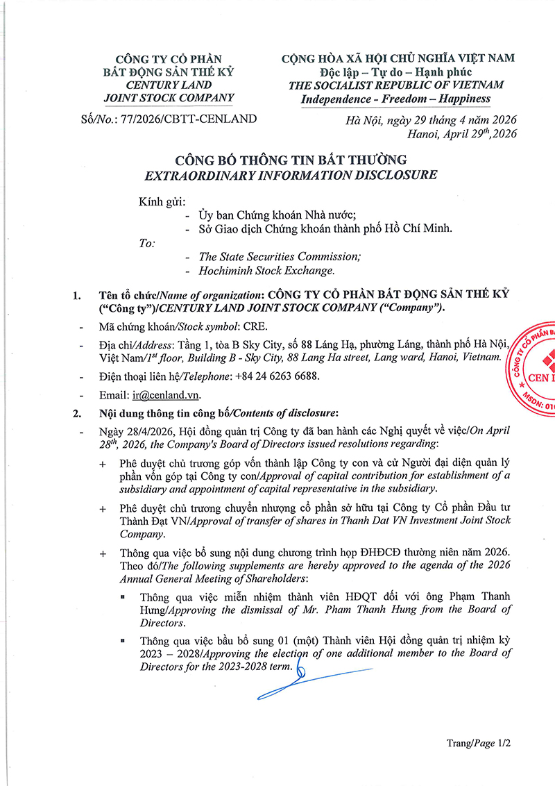 Nghị quyết Hội đồng quản trị th&ocirc;ng qua một số nội dung